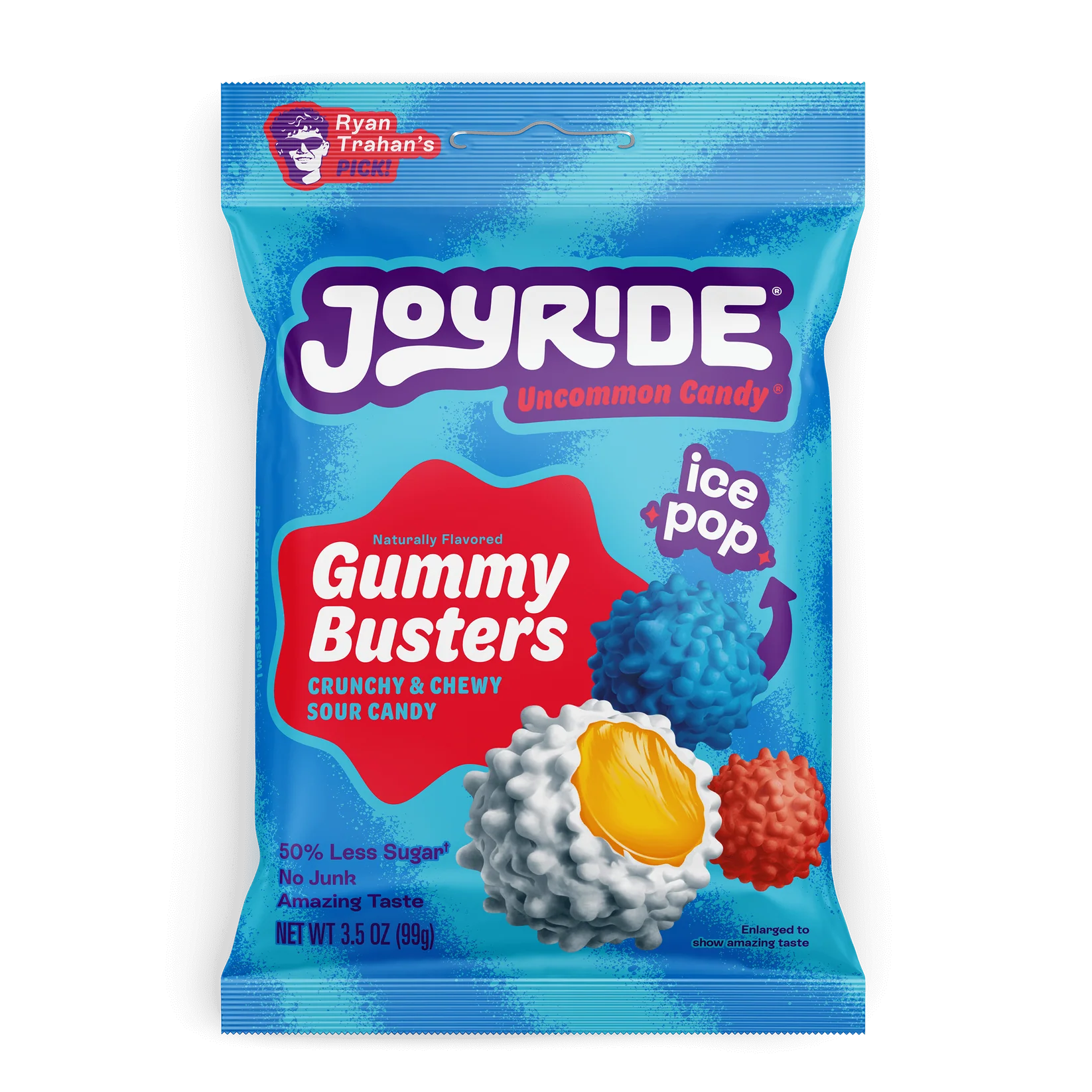 JOYRIDE Gummy Busters Ice Pop – Crunchy & Chewy Sour Candy (99 g / 3.5 oz) – USA