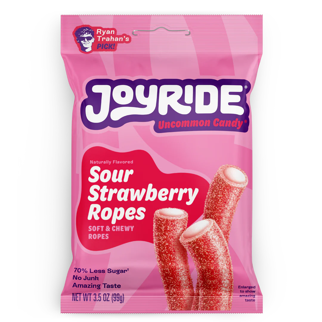 JOYRIDE Sour Strawberry Ropes – Soft & Chewy Candy Ropes (99 g / 3.5 oz) – USA 🍓🔥