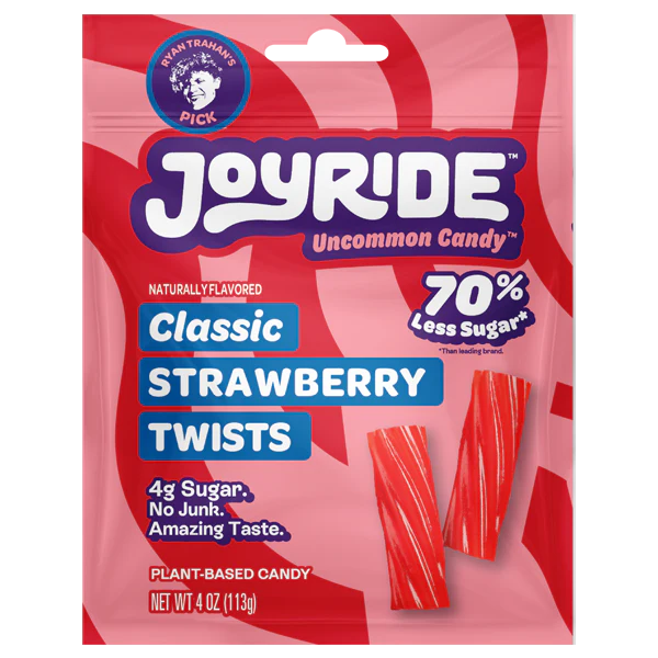 JOYRIDE Classic Strawberry Twists – Plant-Based Candy (113 g / 4 oz) – USA 🍓🔥